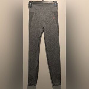 Gymshark- Flex Leggings in Grey with Pink Accent Logo Letters- Size Small